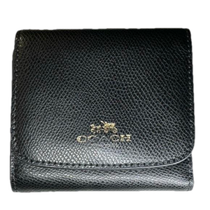 🌠Coach black pebbled leather wallet | flap closure | black inside | EUC | w3-7